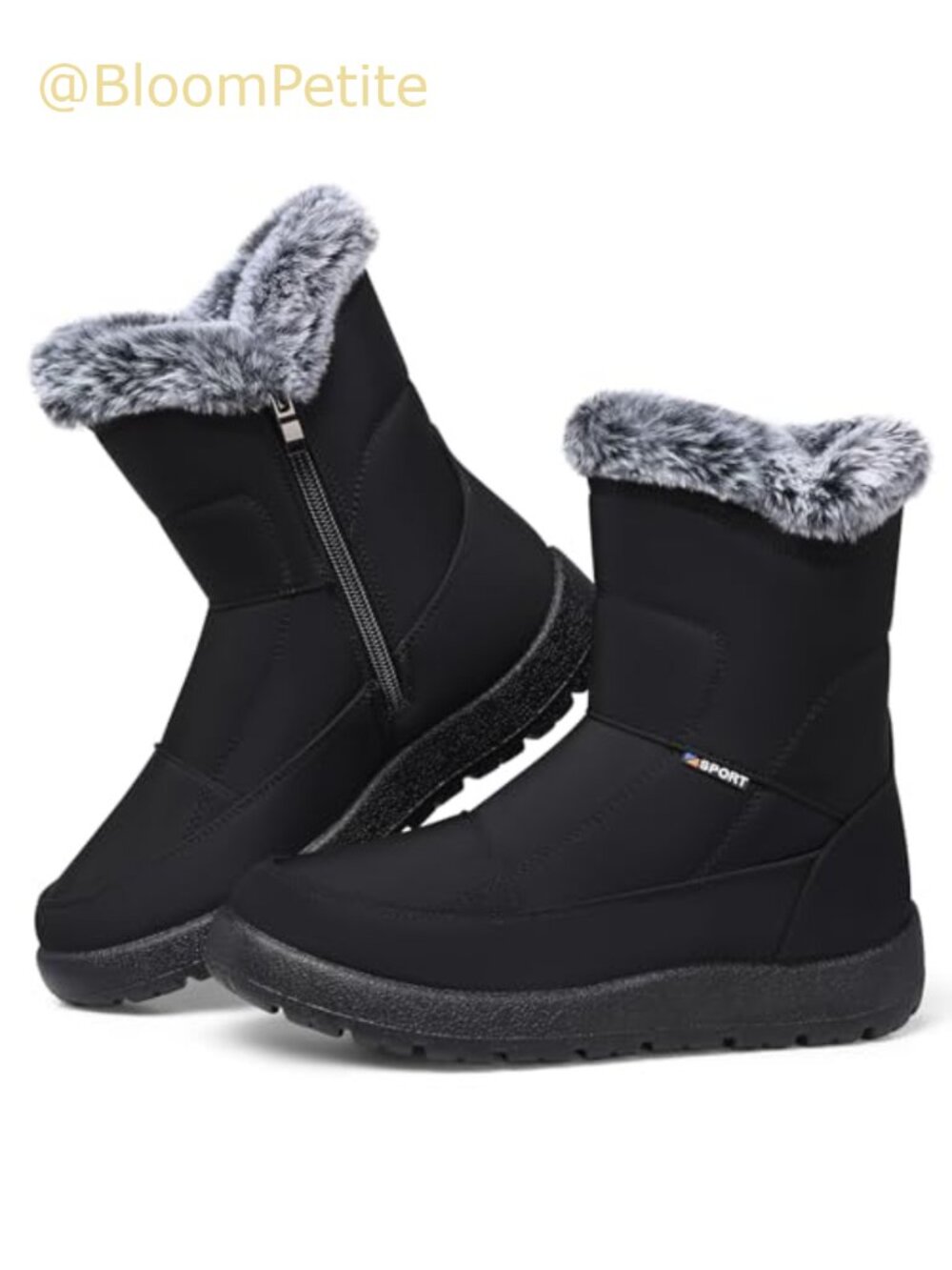 Waterproof Faux Fur-Lined Ankle Snow Boots Side-Zip Winter Booties